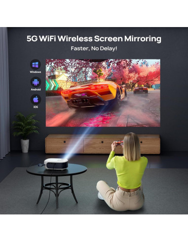 Proyector Portátil EGJSG 1080P Full HD WiFi Bluetooth 5.2