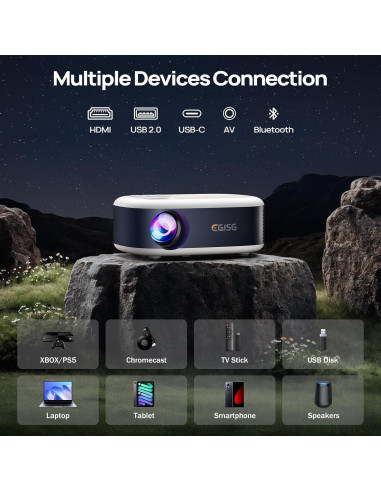 Proyector Portátil EGJSG 1080P Full HD WiFi Bluetooth 5.2