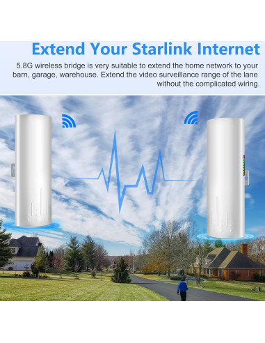 Extensor WiFi Starlink Burbifro 100Mbps 3KM Antena 16dBi