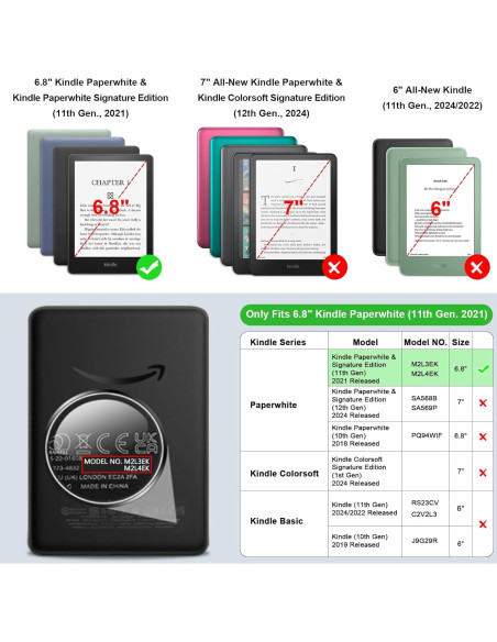Funda Slimshell Fintie para Kindle Paperwhite 6.8" 2021 - Mármol Lila