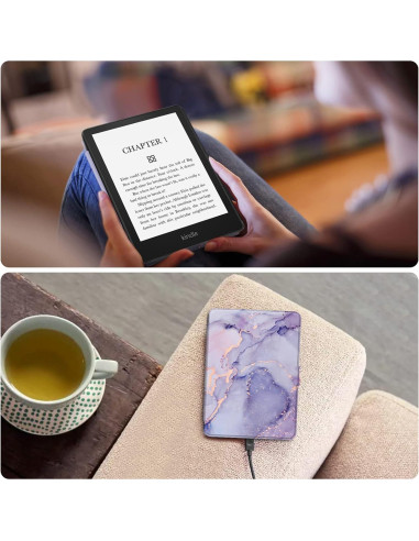 Funda Slimshell Fintie para Kindle Paperwhite 6.8" 2021 - Mármol Lila