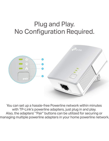 Adaptador Ethernet Powerline TP-Link TL-PA4010 KIT - 600Mbps