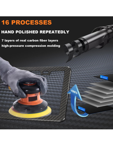 Marco de Placa de Licencia HIBRONGO Fibra de Carbono 100% Puro