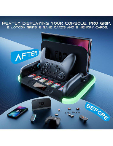 Cargador HEYSTOP para Nintendo Switch 2 con RGB y Ventilación