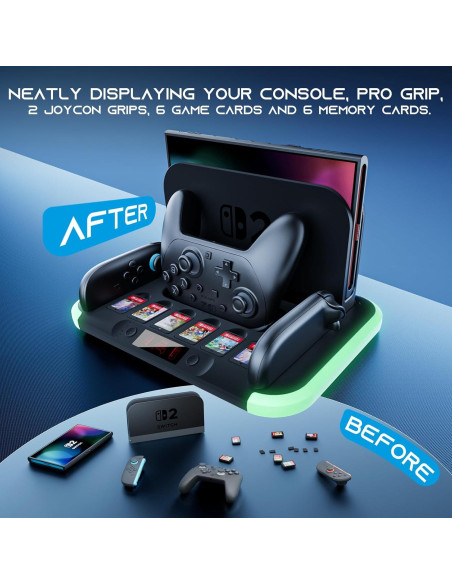 Cargador HEYSTOP para Nintendo Switch 2 con RGB y Ventilación