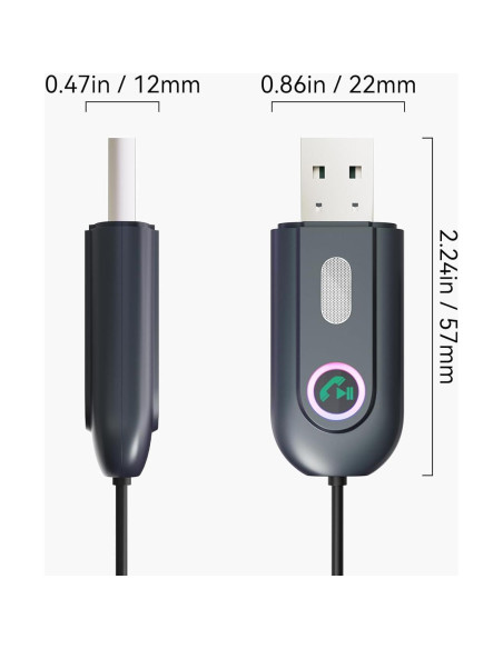 Adaptador Bluetooth 5.3 DAMAIKE AUX 3.5mm USB para coche