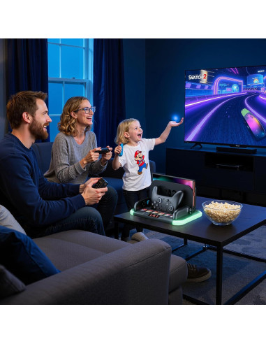 Cargador HEYSTOP para Nintendo Switch 2 con RGB y Ventilación