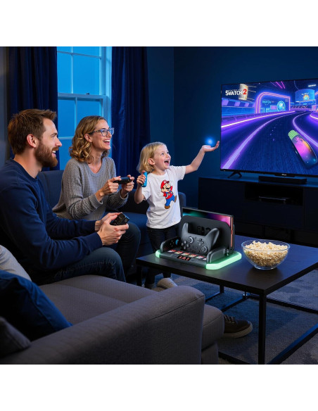 Cargador HEYSTOP para Nintendo Switch 2 con RGB y Ventilación