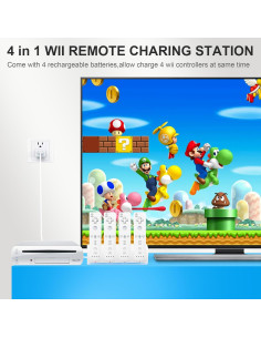 Estación de Carga 4-en-1 NATNO para Controlador Wii/Wii U 2