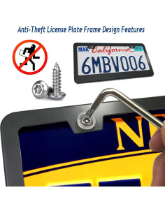 Marco de Placa de Licencia Antirrobo Aootf - Aluminio Negro 2 Pzas 2