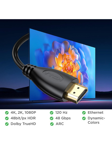 Cable HDMI 2.0 4K 0.3m MOSIMLI Paquete de 10 Alta Velocidad