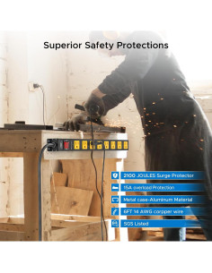 Tira de Poder Metal CRST 8 Salidas 2100J 1.83m 15A 2