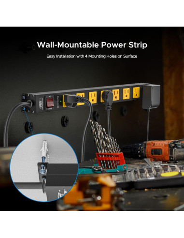 Tira de Poder Metal CRST 8 Salidas 2100J 1.83m 15A