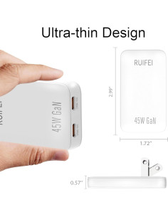 Cargador de pared USB C 45W RUIFEI 2 puertos carga rápida 2
