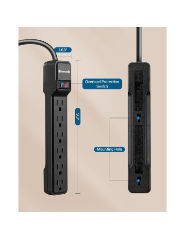 Protector de Sobretensión Dewenwils 2-Pack 4.57m 15A 500J