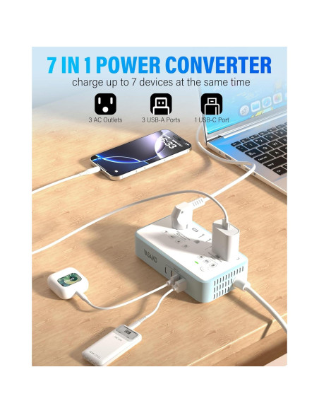 Convertidor de Voltaje 220V a 110V VASAIKO 2000W con 4 USB