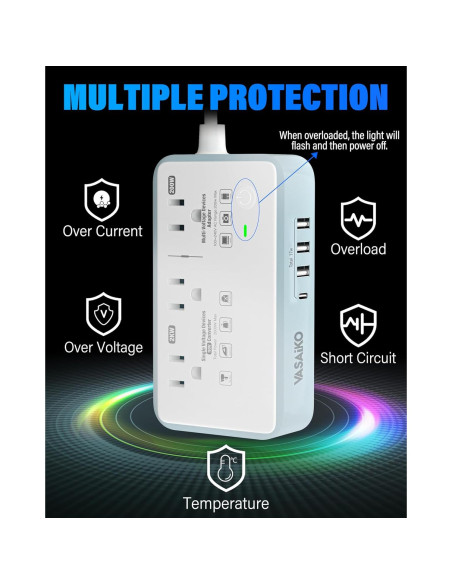 Convertidor de Voltaje 220V a 110V VASAIKO 2000W con 4 USB