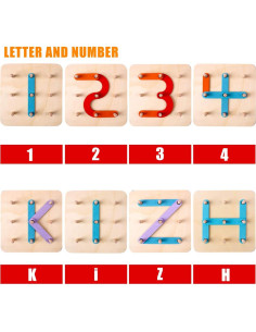 Juego de Construcción de Letras y Números Kizh - 26 Piezas de Madera 2