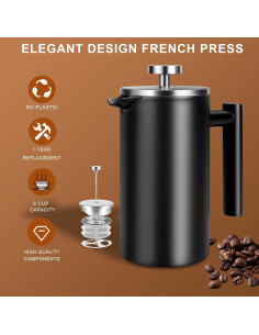 Prensa Francesa 34 oz SZHETEFU Acero Inoxidable Aislada 2