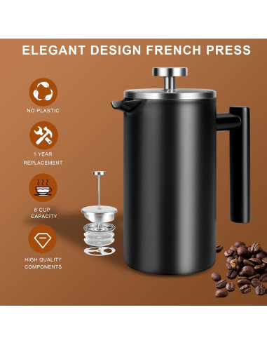 Prensa Francesa 34 oz SZHETEFU Acero Inoxidable Aislada