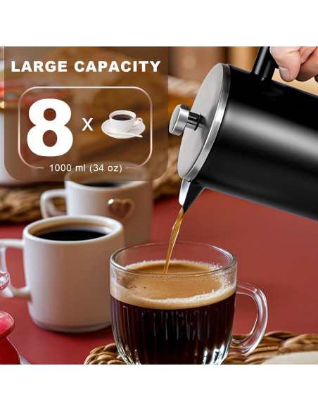 Prensa Francesa 34 oz SZHETEFU Acero Inoxidable Aislada