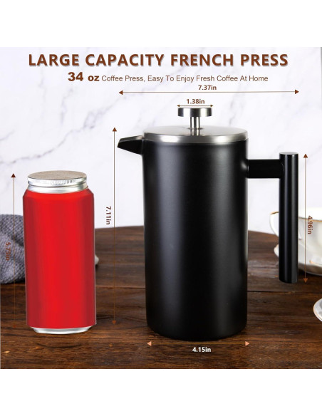 Prensa Francesa 34 oz SZHETEFU Acero Inoxidable Aislada