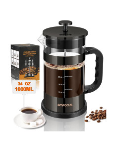 Cafetera Prensa Francesa AMFOCUS 34oz Vidrio Borosilicato