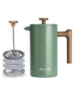 Cafetera Prensa Francesa POLIVIAR 1006 ml Acero Inoxidable Verde