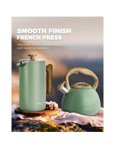 Cafetera Prensa Francesa POLIVIAR 1006 ml Acero Inoxidable Verde 2