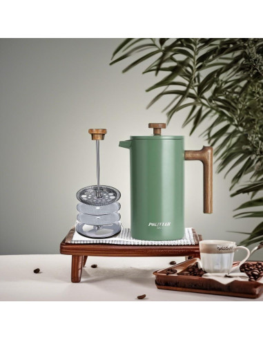 Cafetera Prensa Francesa POLIVIAR 1006 ml Acero Inoxidable Verde