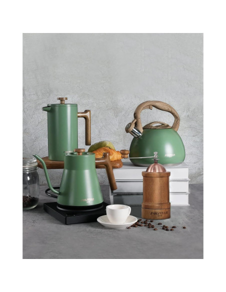 Cafetera Prensa Francesa POLIVIAR 1006 ml Acero Inoxidable Verde