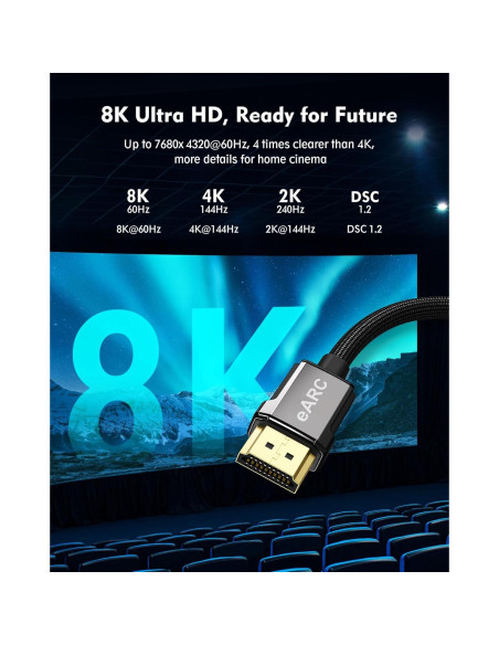 Cable HDMI 2.1 Silkland 8K 3m Ultra Alta Velocidad 48Gbps