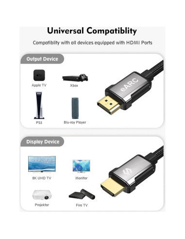 Cable HDMI 2.1 Silkland 8K 3m Ultra Alta Velocidad 48Gbps