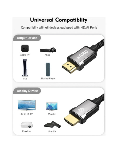 Cable HDMI 2.1 Silkland 8K 3m Ultra Alta Velocidad 48Gbps