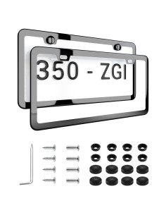 Marco de Placa de Licencia Deselen 350-ZGI Negro Espejo 2 Piezas