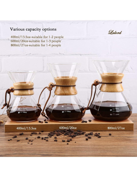 Cafetera de Goteo Lalord ZSMP-2, 600 ml, Filtro Acero Inoxidable