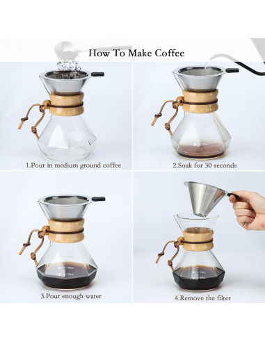 Cafetera de Goteo Lalord ZSMP-2, 600 ml, Filtro Acero Inoxidable