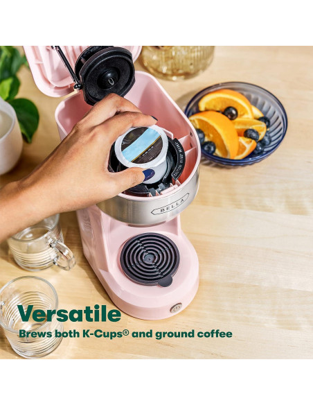 Cafetera BELLA Dual Brew 414ml Rosa - K-Cup y Café Molido