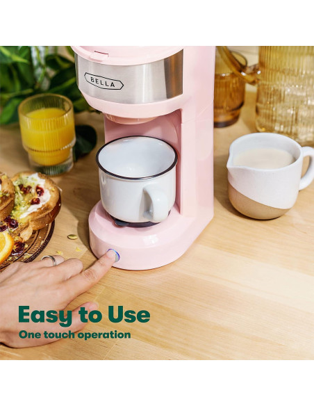 Cafetera BELLA Dual Brew 414ml Rosa - K-Cup y Café Molido