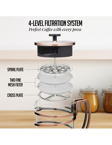 Cafetera Prensa Francesa OVENTE FSW34C 1 Litro Acero Inoxidable