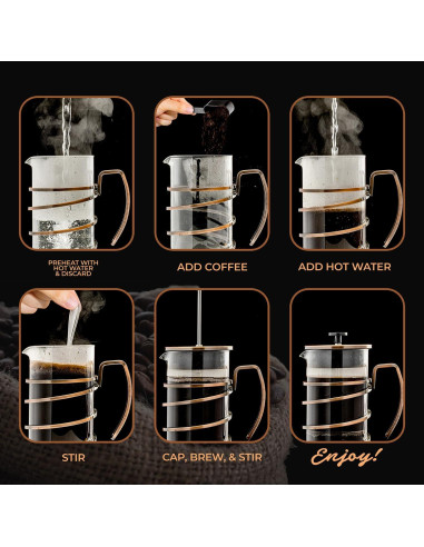 Cafetera Prensa Francesa OVENTE FSW34C 1 Litro Acero Inoxidable