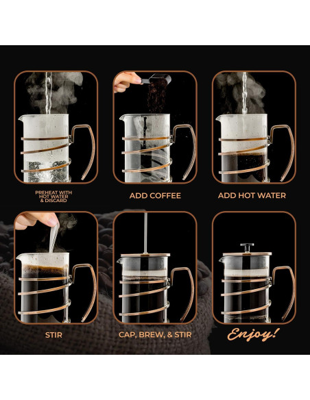 Cafetera Prensa Francesa OVENTE FSW34C 1 Litro Acero Inoxidable