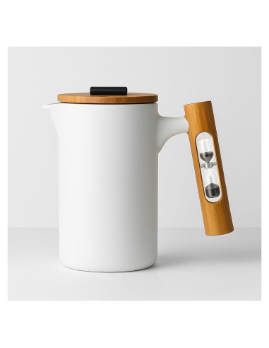 Cafetera Prensa Francesa StramperPress con Temporizador - Cerámica Blanca