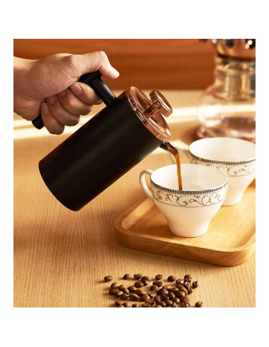 Prensa Francesa Miuly 12oz Acero Inoxidable Aislada Negra