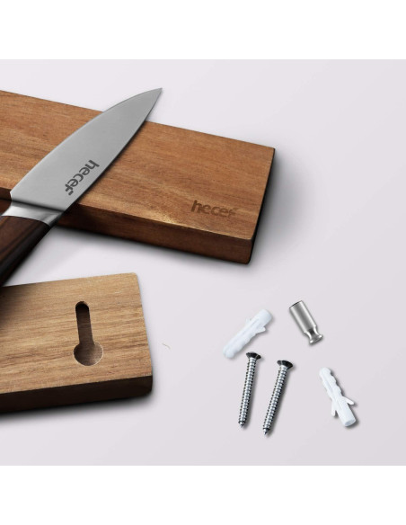 Barra Magnética para Cuchillos Hecef 15 cm Madera Acacia