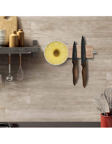 Barra Magnética para Cuchillos Hecef 15 cm Madera Acacia