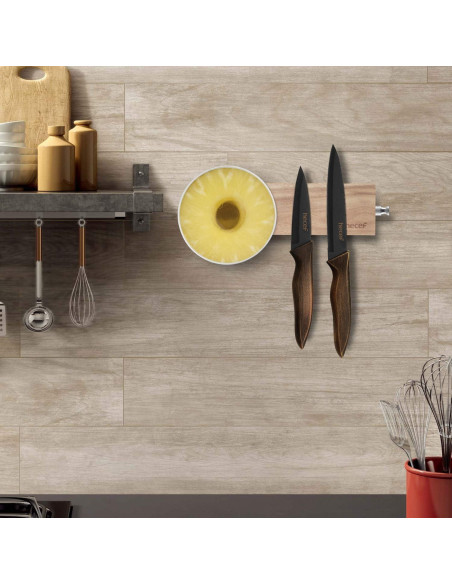 Barra Magnética para Cuchillos Hecef 15 cm Madera Acacia