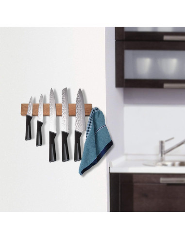 Barra Magnética para Cuchillos Hecef 15 cm Madera Acacia