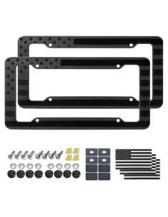 Marco de Placa de Licencia Aootf con Bandera Americana - Paquete de 2