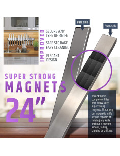 Soporte Magnético para Cuchillos HMmagnets 61 cm Acero Inoxidable 2